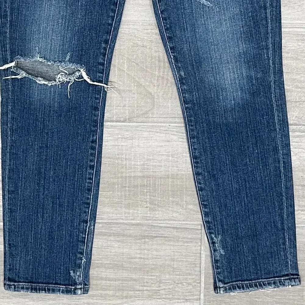 Agolde Sophie Mid-Rise Distressed Skinny Crop Jeans in Santa Fe Blue Size 26